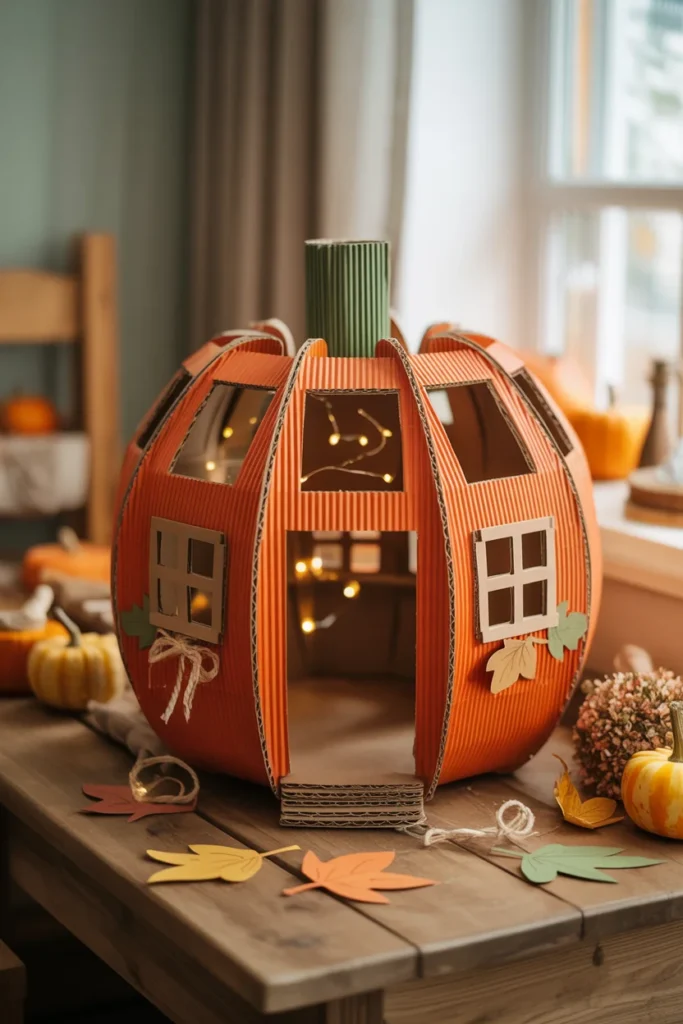 Cardboard Pumpkin House