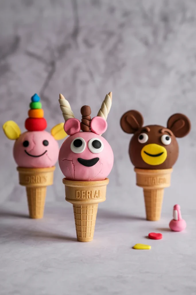 Clay Ice Cream Cone Animals