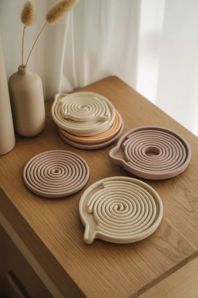 Clay Spiral Coasters