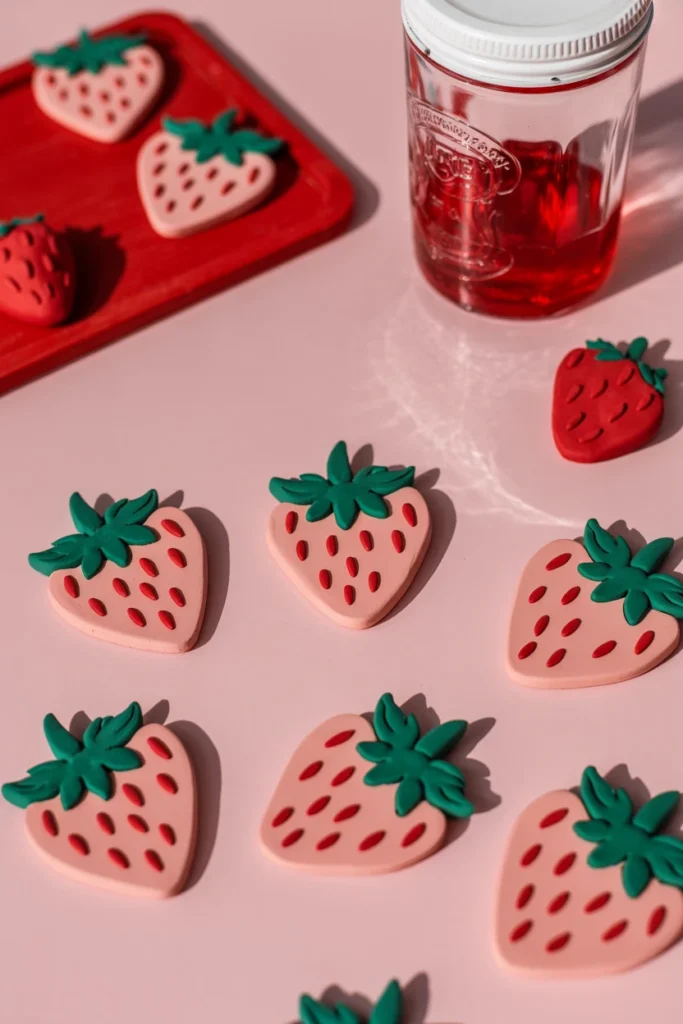 Clay Strawberry Coasters