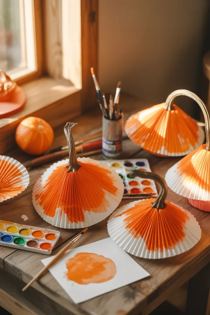 Coffee Filter Pumpkin Craft