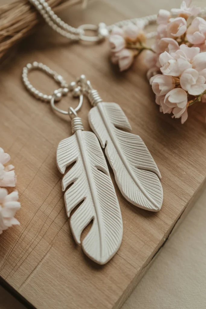 DIY Clay Feather Pendants