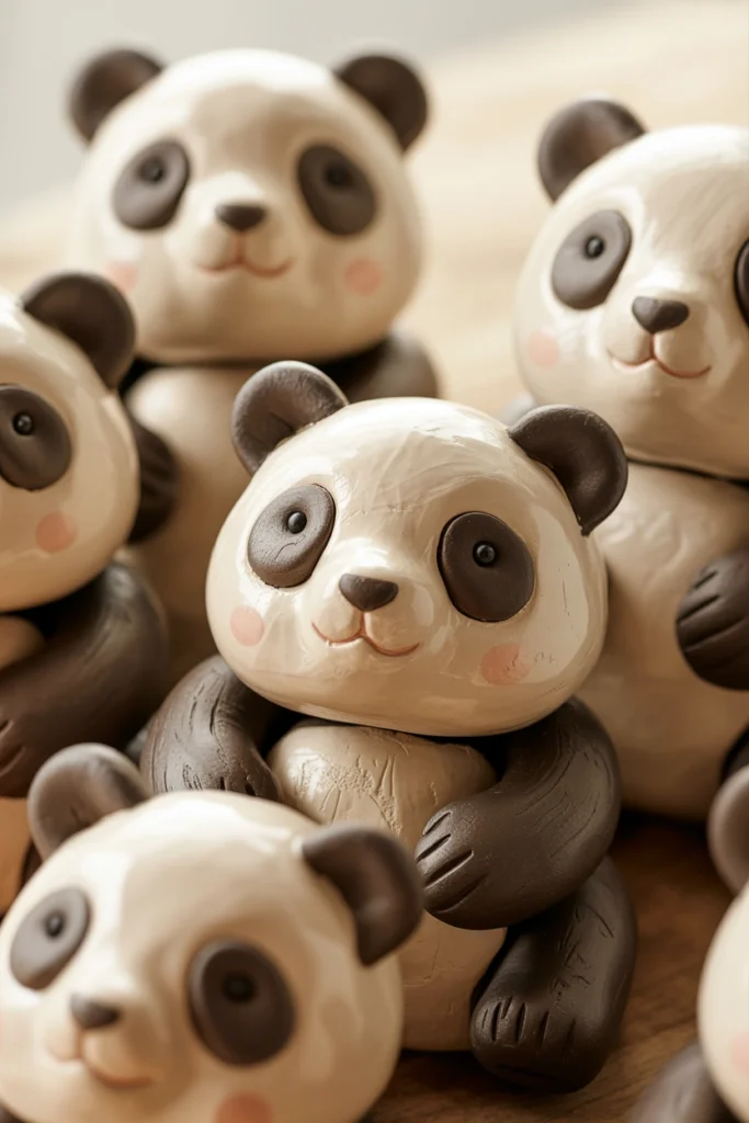 DIY Clay Panda Figures