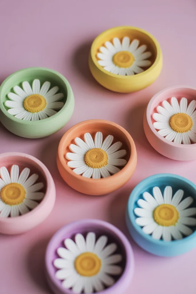 Daisy Clay Trinket Bowls