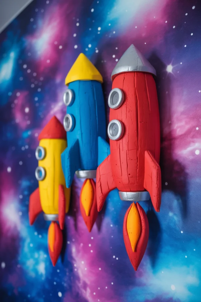 Foam Clay Rocket Wall Art