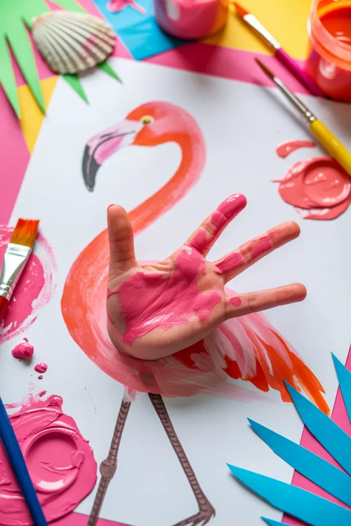 Handprint Flamingo Art