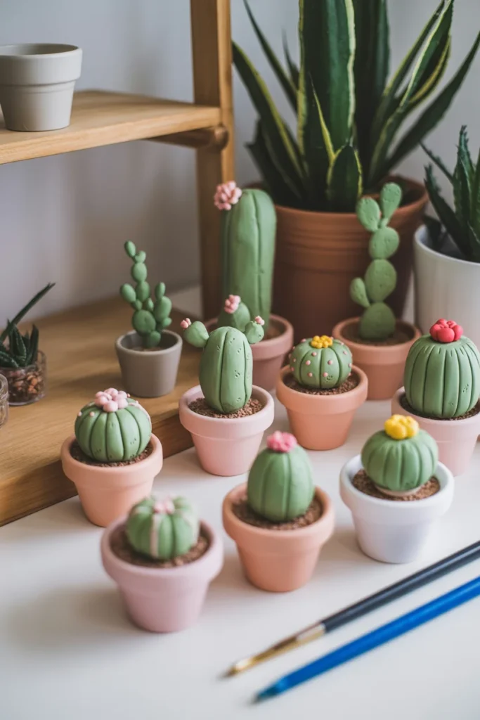 Mini Clay Cactus Pots