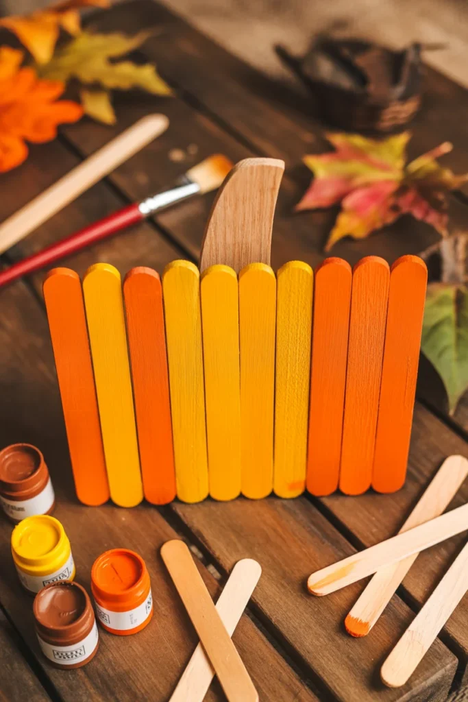 Popsicle Stick Pumpkin Craft