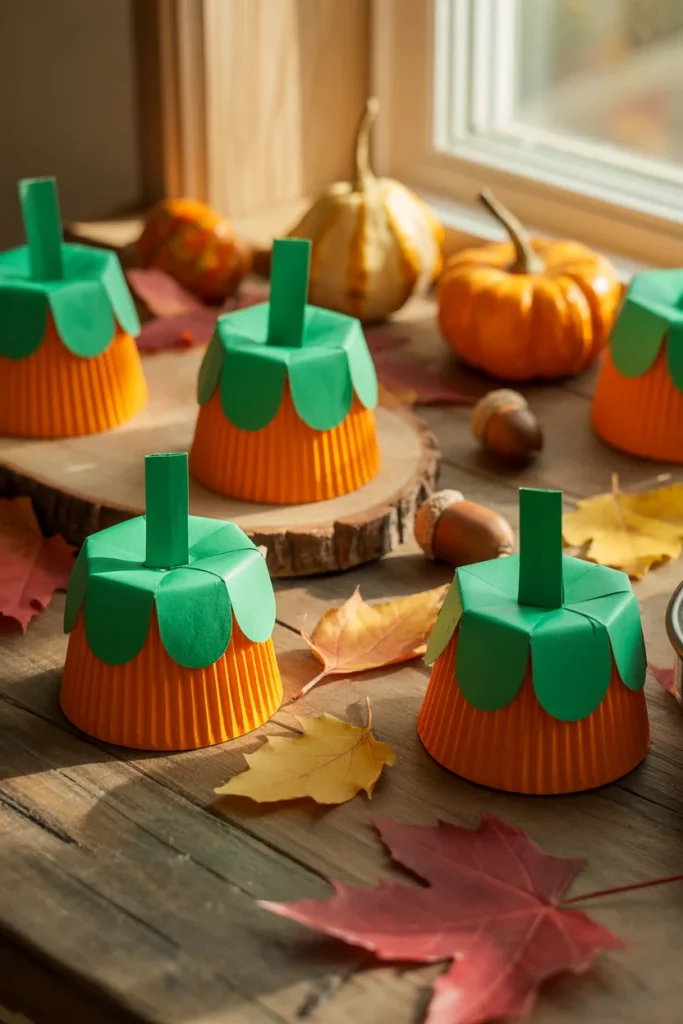 Pumpkin Cupcake Liner Craft