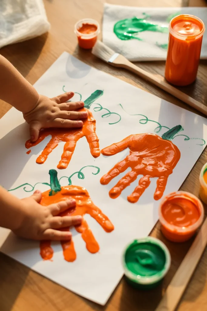 Pumpkin Handprint Painting
