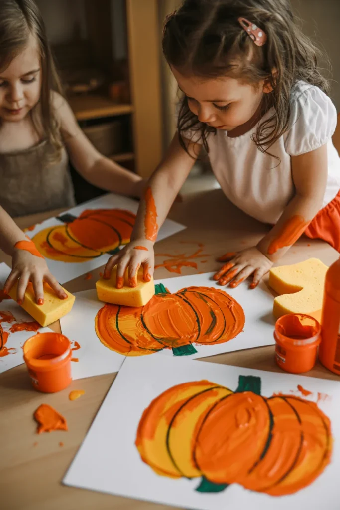 Pumpkin Sponge Painting