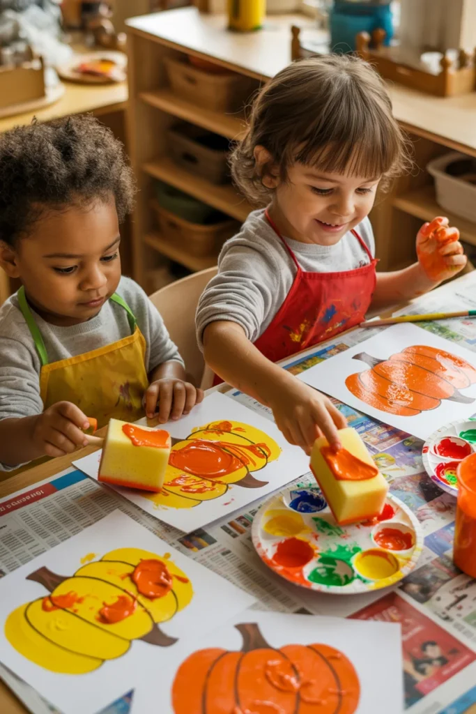 Pumpkin Sponge Painting