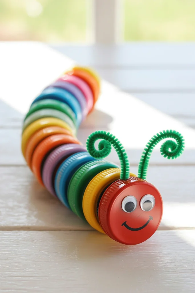 Bottle Cap Rainbow Caterpillar