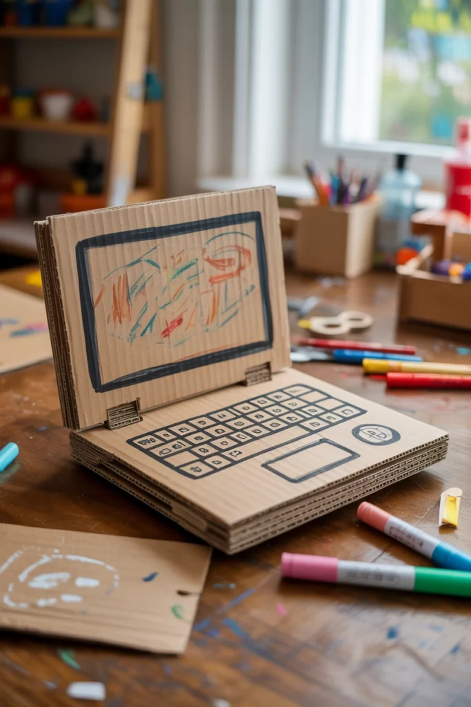 Cardboard Laptop Pretend Play Toy