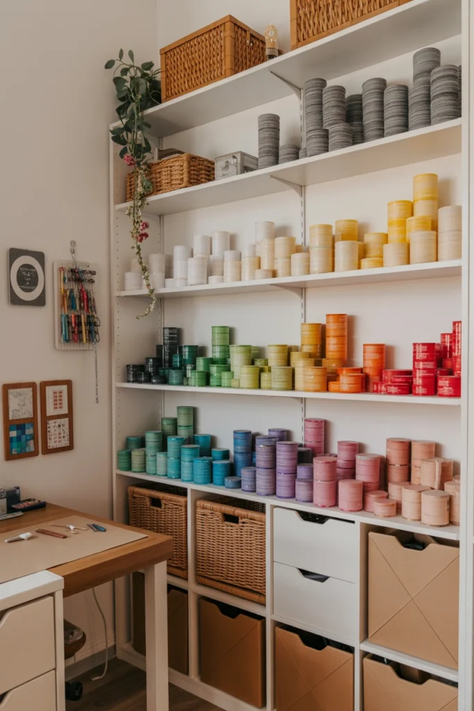 Color-Coded Supply Shelves
