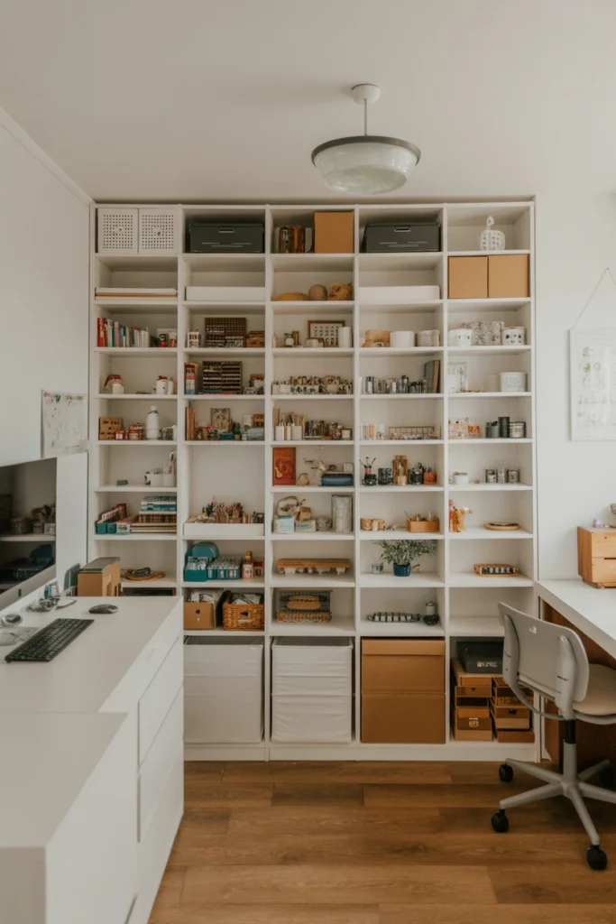 Craft Room with Storage Wall