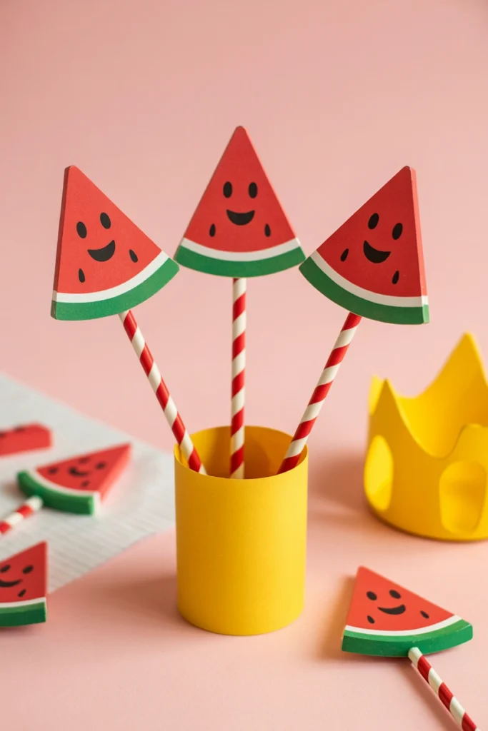 DIY Watermelon Pencil Toppers