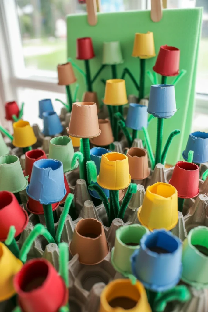 Egg Carton Flower Garden