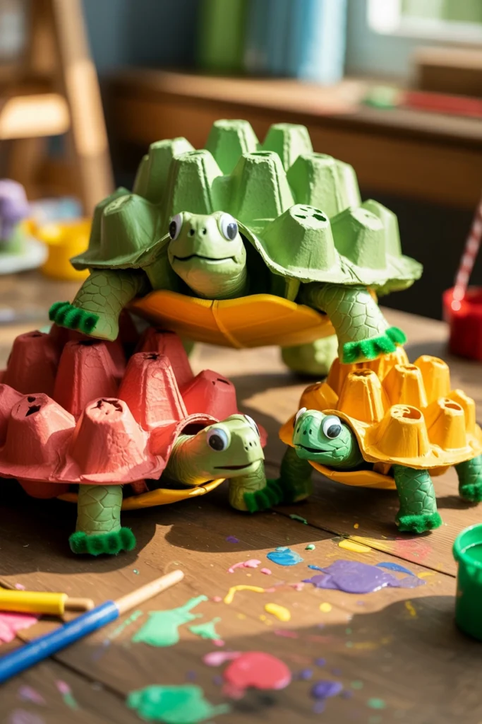 Egg Carton Turtle Family