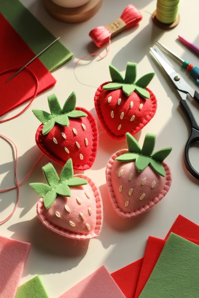 Felt Strawberry Pouches