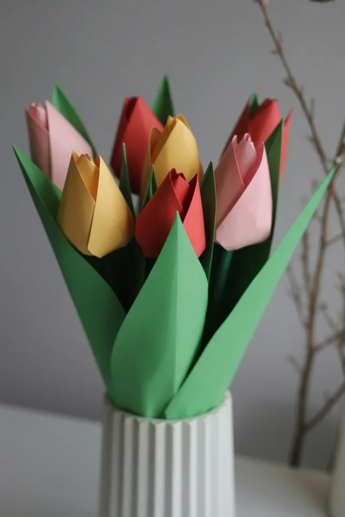 Folded Paper Tulips
