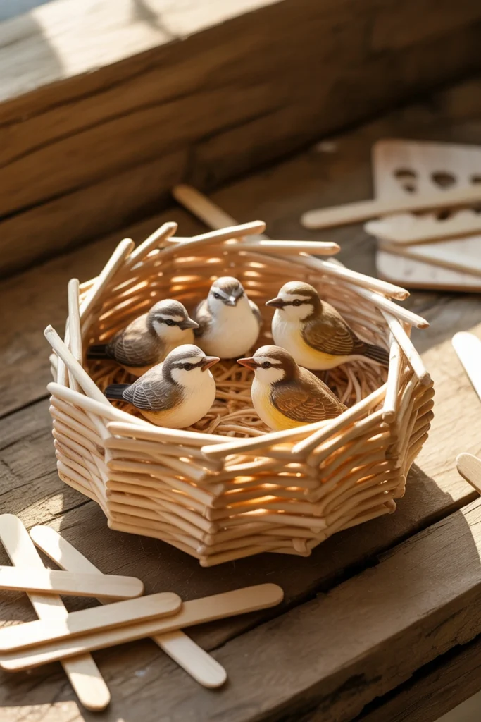 Ice Cream Stick Bird Nests