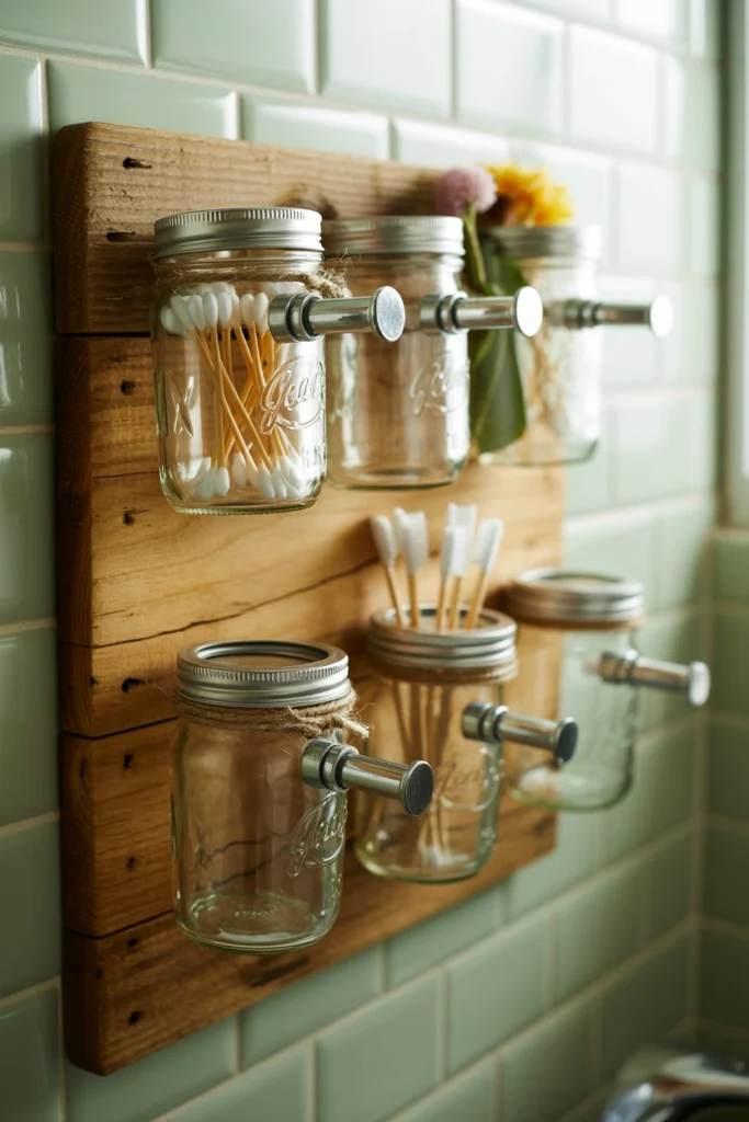 Mason Jar Bathroom Organizer