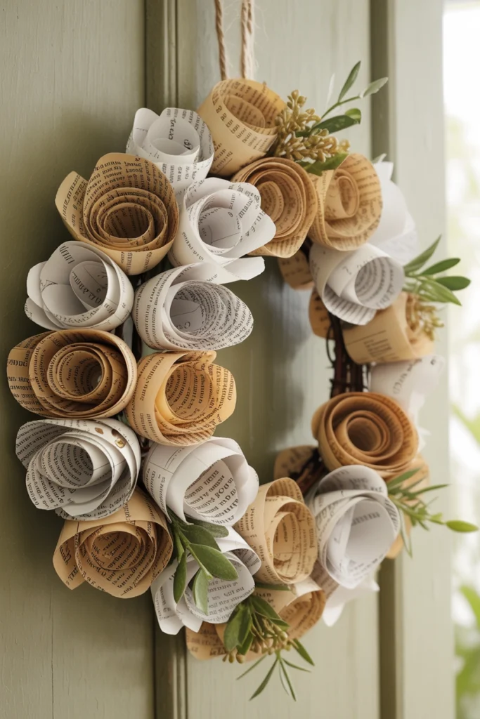 Newspaper Flower Wreath