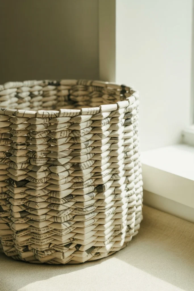 Newspaper Rope Storage Basket