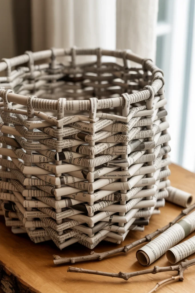 Newspaper Woven Basket