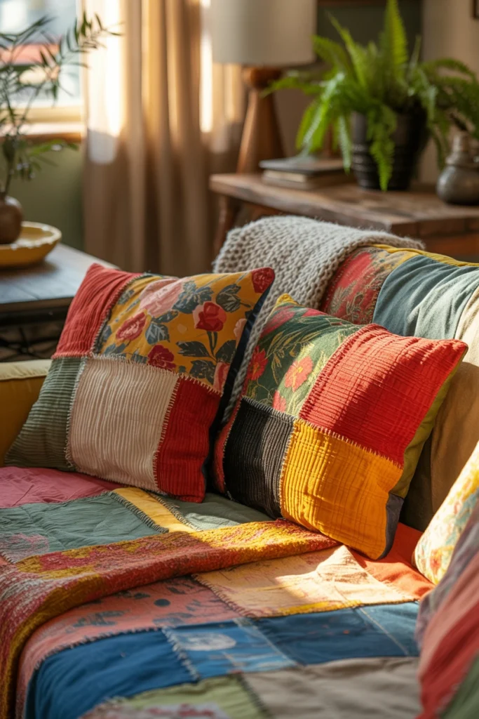 Old Fabric Patchwork Cushion Covers