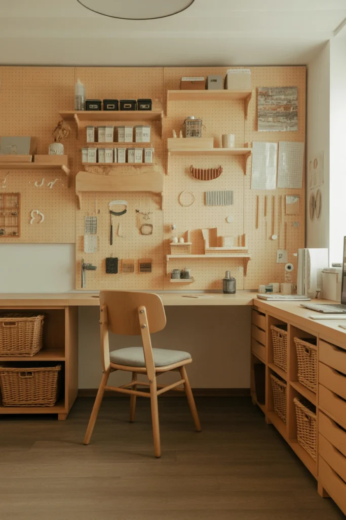 Painted Pegboard Feature Wall
