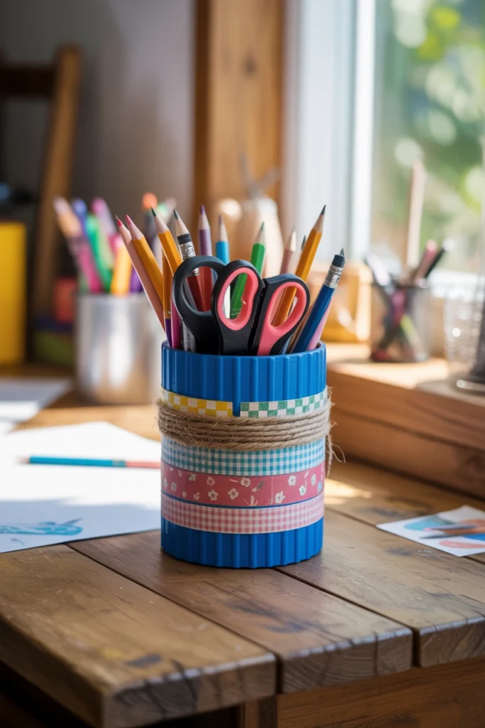 Plastic Container Pencil Holder