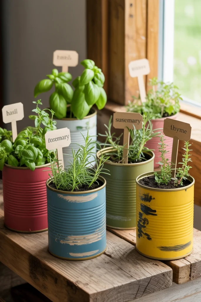 Tin Can Herb Garden