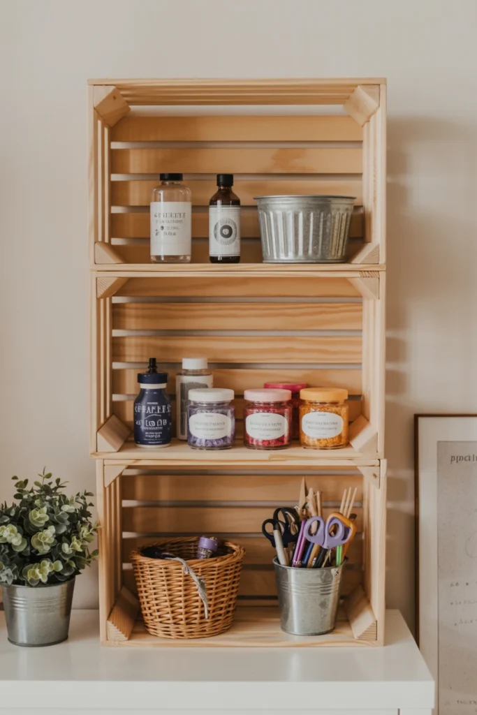 Wooden Crate Display Shelves