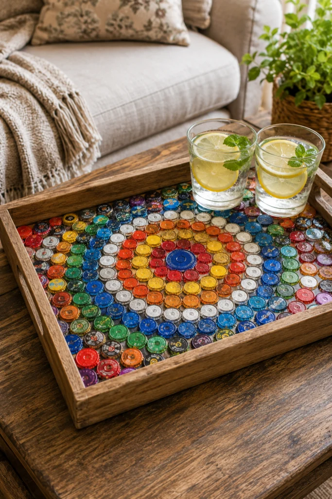 Bottle Cap Mosaic Serving Tray