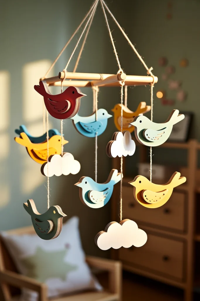 Cardboard Hanging Bird Mobile
