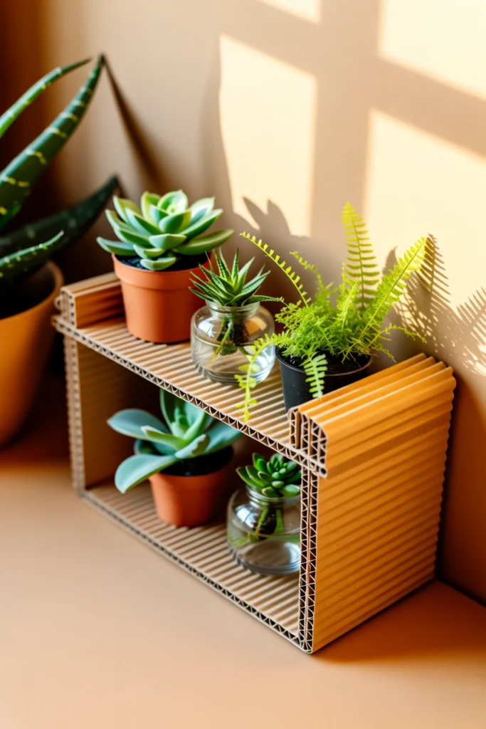 Cardboard House Plant Shelf