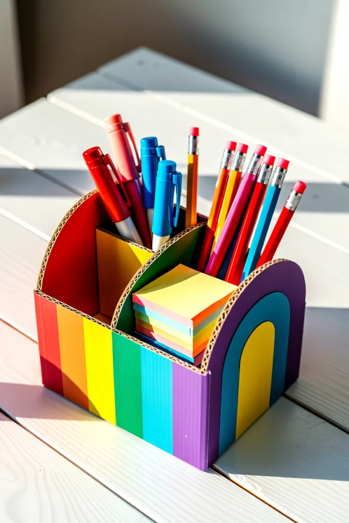 Cardboard Rainbow Organizer