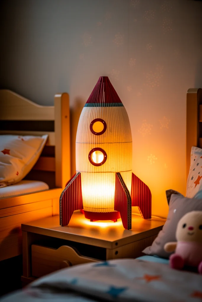 Cardboard Space Rocket Lamp