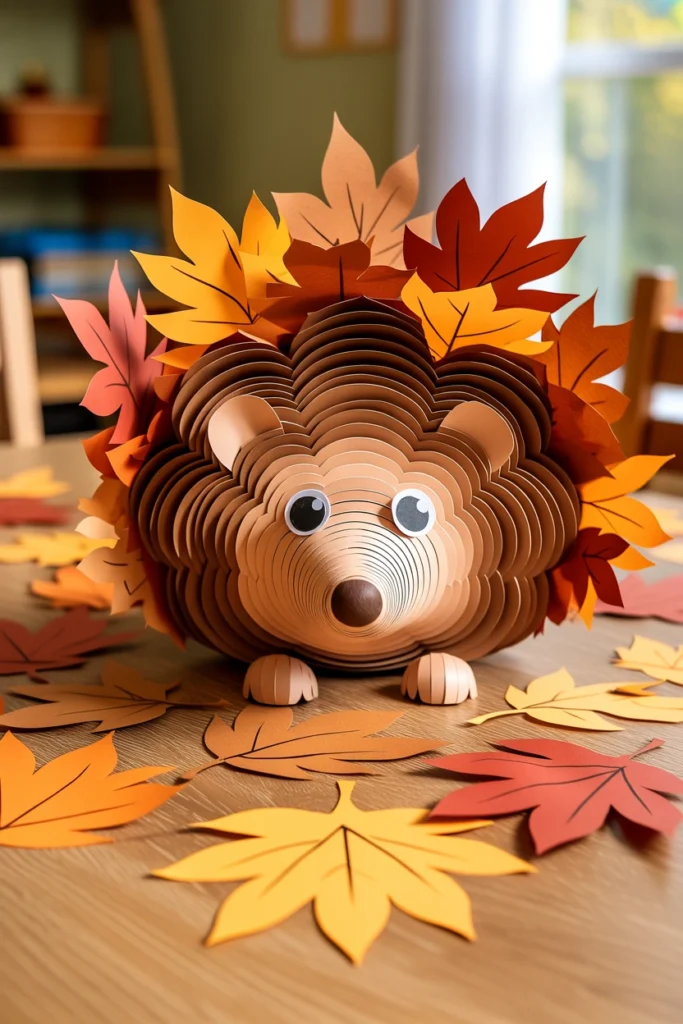 Friendly Hedgehog Leaf Collage