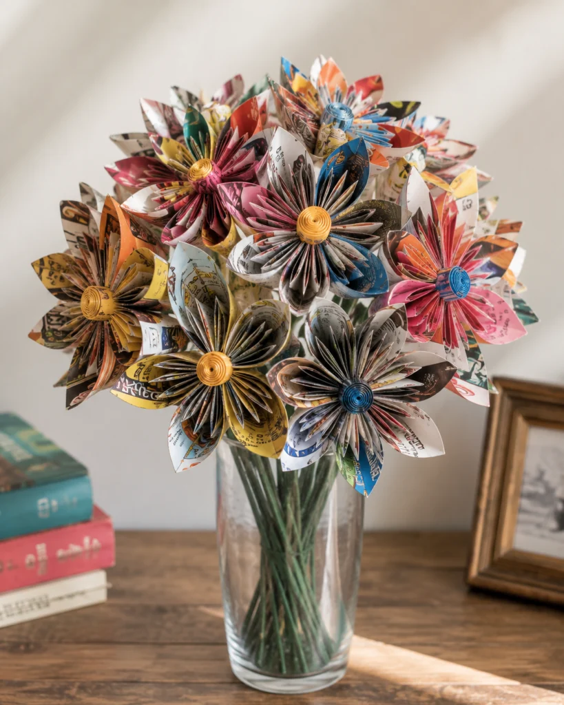 Magazine Paper Flower Bouquet