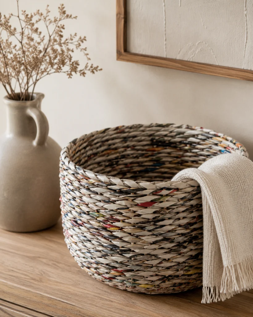 Newspaper Rope Storage Basket