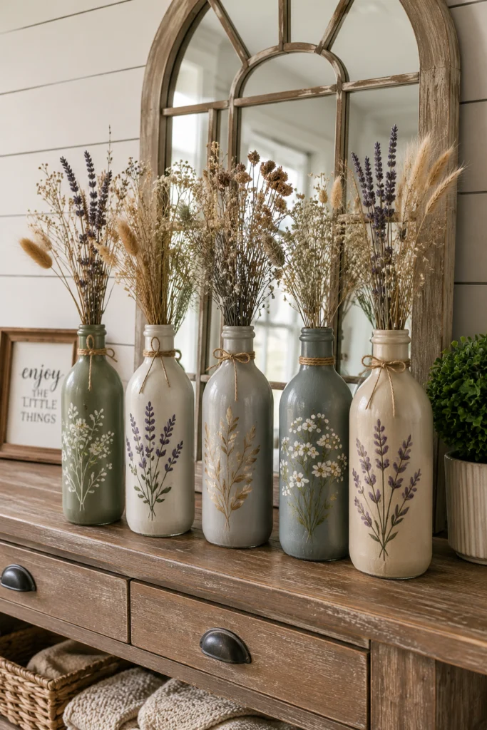 Painted Glass Bottle Vases