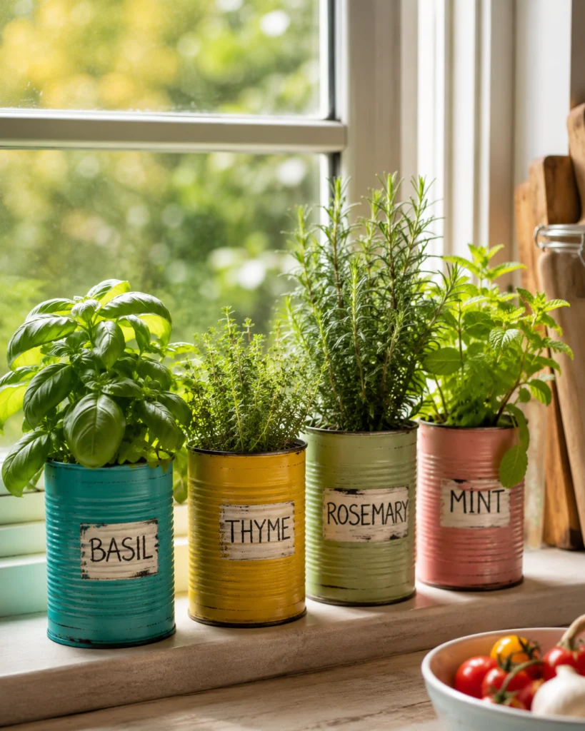 Tin Can Kitchen Herb Pots