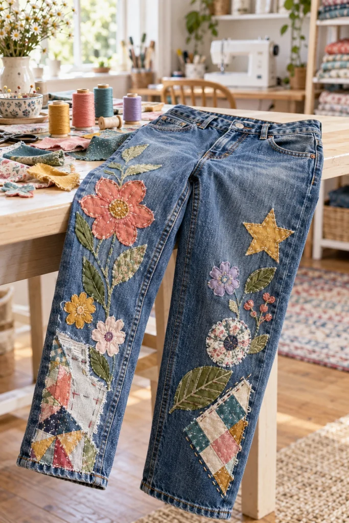 Appliqued Jeans