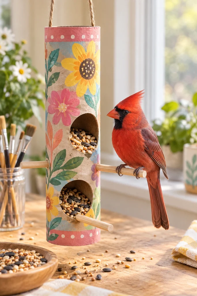 Cardboard Tube Bird Feeder