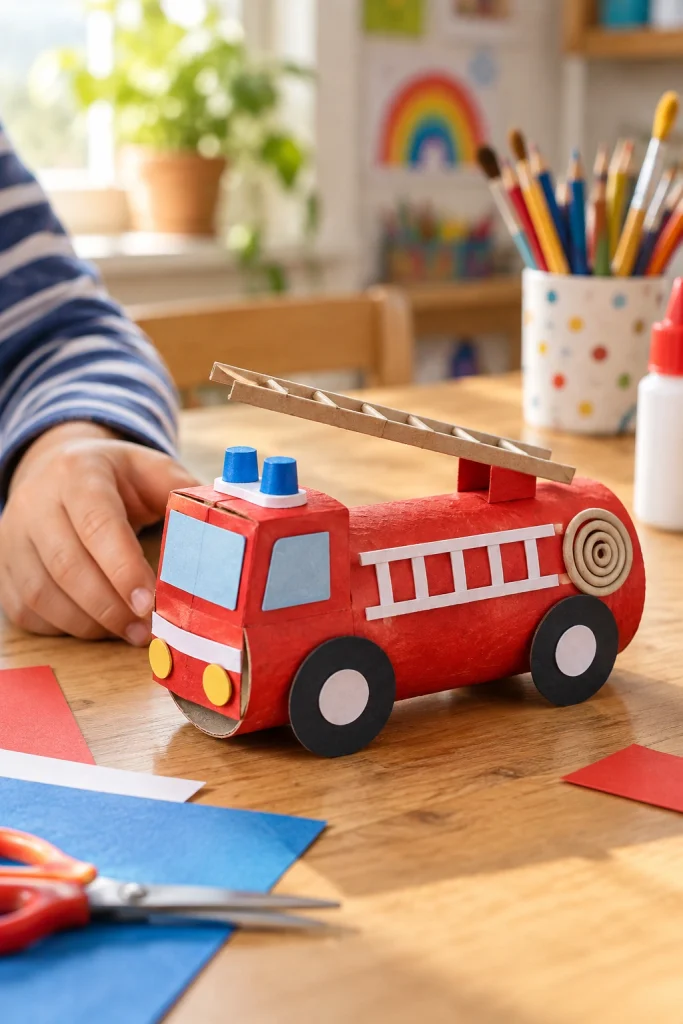 Cardboard Tube Fire Truck