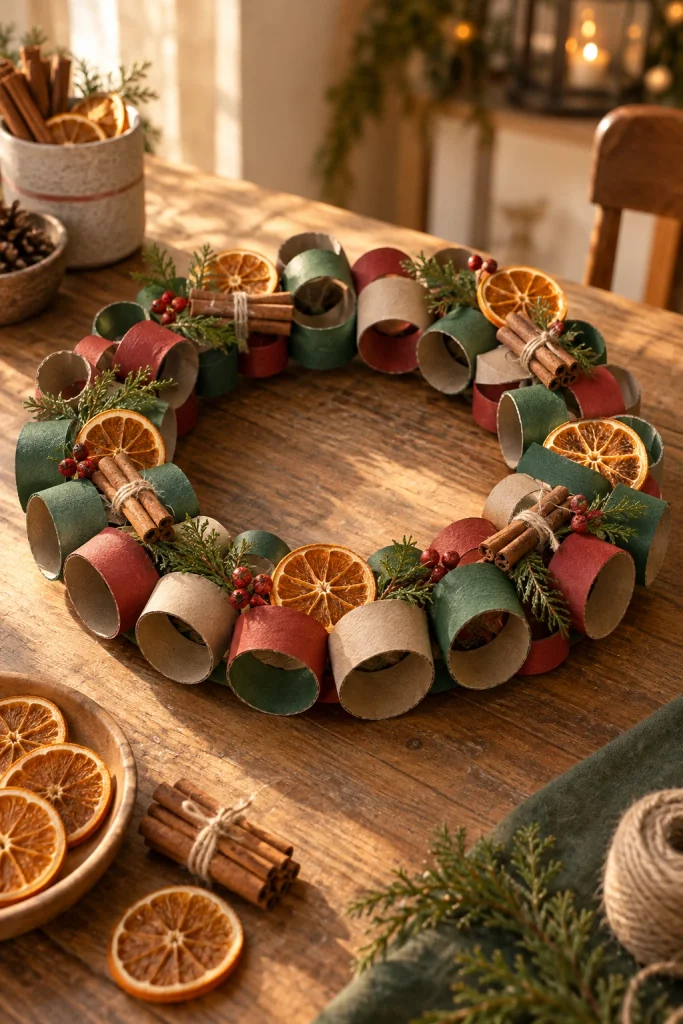 Cardboard Tube Holiday Wreath