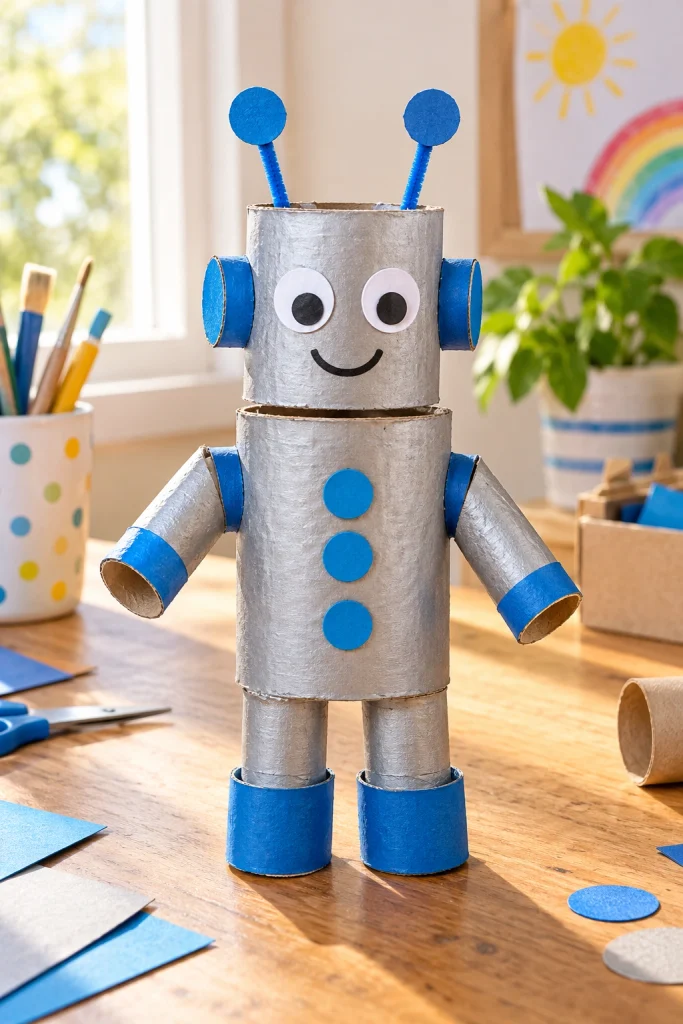 Cardboard Tube Robot Figure